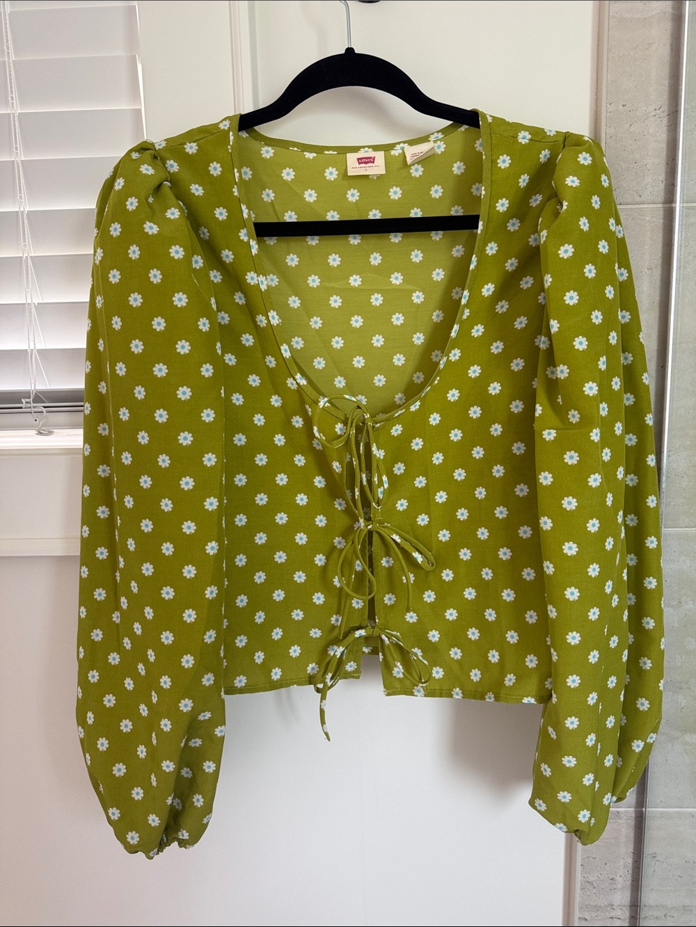 Levi's Olive Green Daisy Tie-Front Blouse
